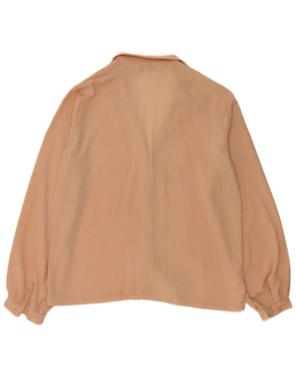 Vintage γυναικείο πουκάμισο μπλούζα UK 14 Medium Beige με στίγματα