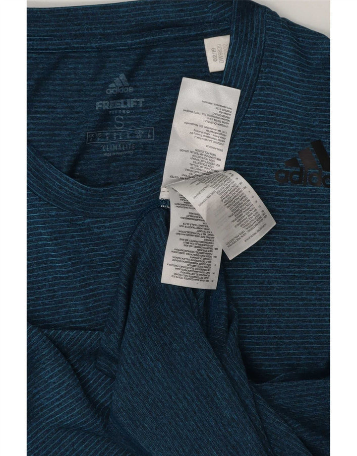 Adidas Ανδρικό T-Shirt Climalite Top Small Navy Blue ριγέ πολυεστέρας