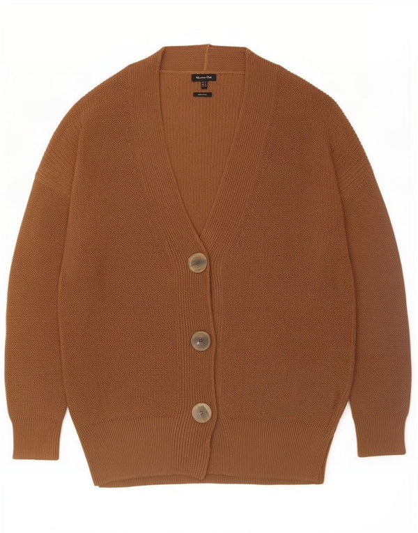 Massimo Dutti Γυναικείο πουλόβερ ζακέτα Longline UK 14 μεσαίο καφέ πολυεστέρας
