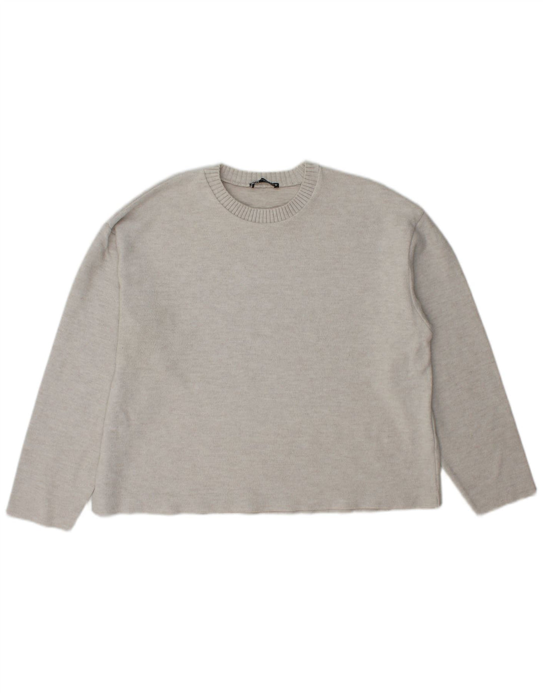 Zara Γυναικείο πουλόβερ με λαιμόκοψη UK 16 Large Grey Polyester