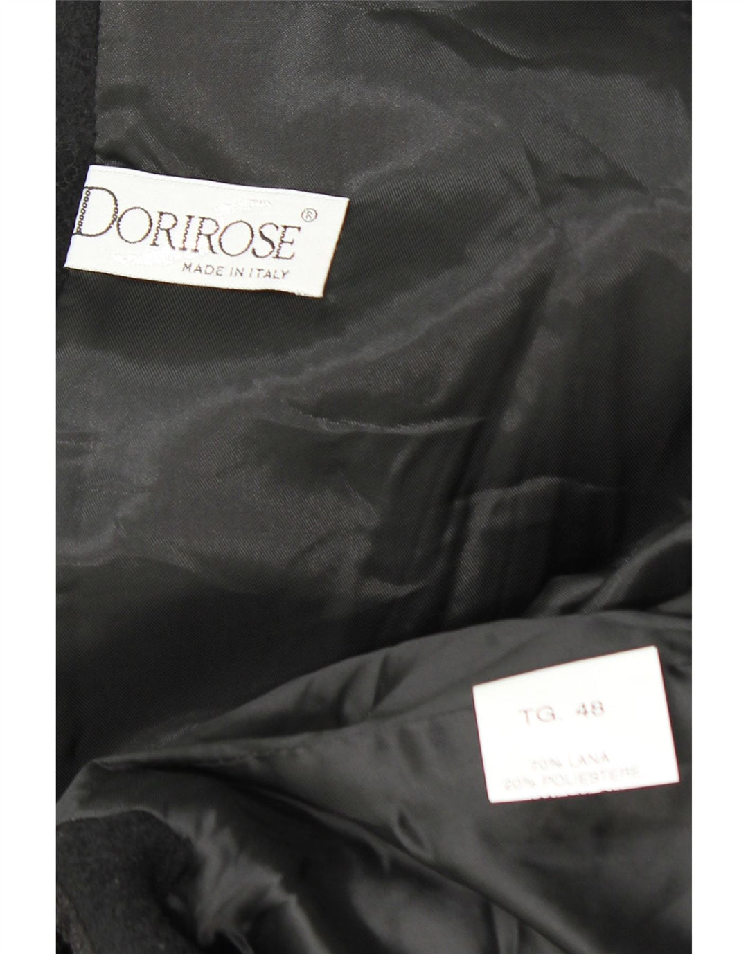 VINTAGE Womens Hooded Overcoat IT 48 XL Black Wool