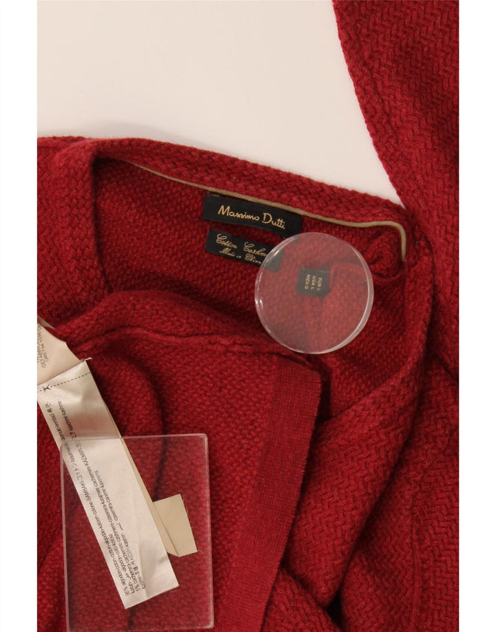 Massimo Dutti Ανδρικό πουλόβερ με λαιμόκοψη, μεγάλο κόκκινο βαμβακερό