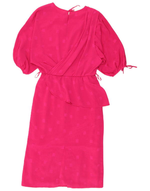 Vintage γυναικείο φόρεμα με θήκη UK 12 Medium Pink Geometric