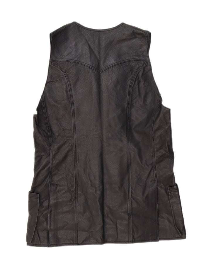 Vintage Γυναικείο Δερμάτινο Gilet UK 14 Medium Black