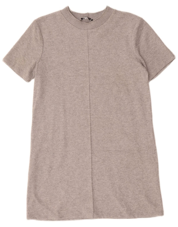 Zara Γυναικείο T-Shirt Φόρεμα UK 16 Large Grey Flecked Polyester
