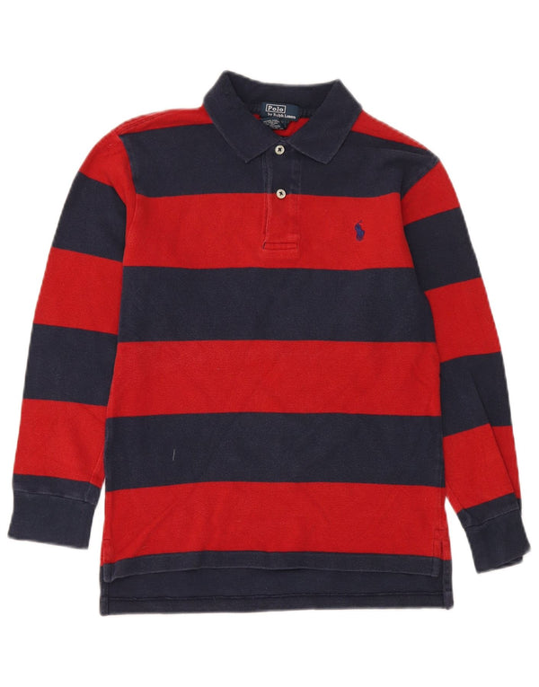 Polo Ralph Lauren Boys μακρυμάνικο μπλουζάκι πόλο 7-8 ετών Μικρό κόκκινο ριγέ