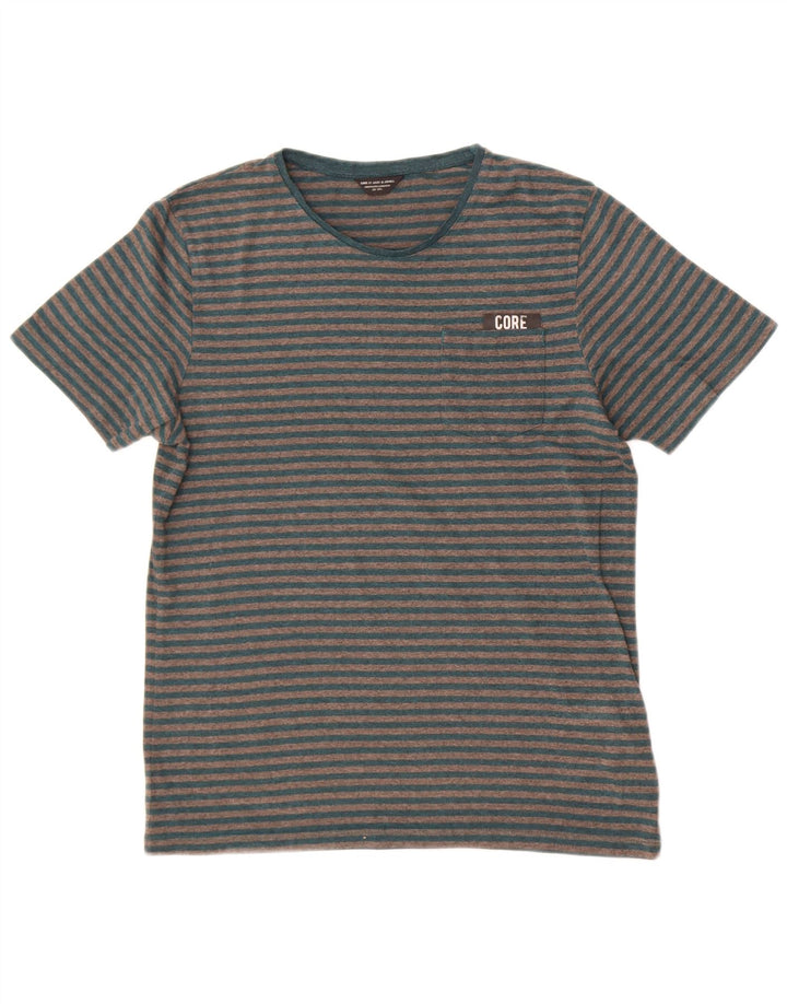 Jack & Jones Ανδρικό T-Shirt Top Βαμβακερό μεσαίο γκρι ριγέ