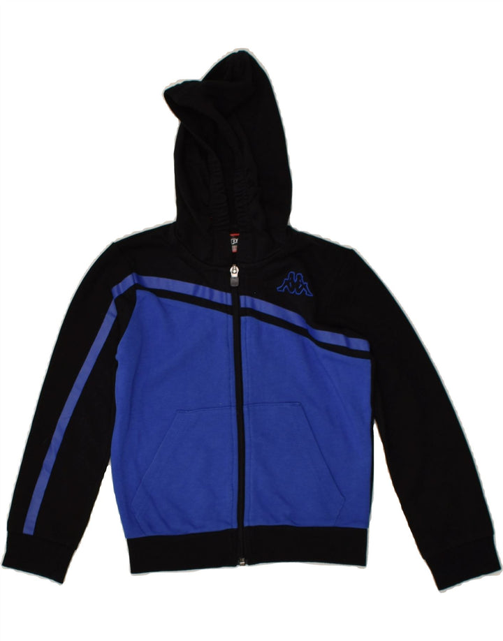 KAPPA Boys Zip Hoodie Sweater 5-6 Years Black Colourblock Cotton | Vintage Kappa | Thrift | Second-Hand Kappa | Used Clothing | Messina Hembry 