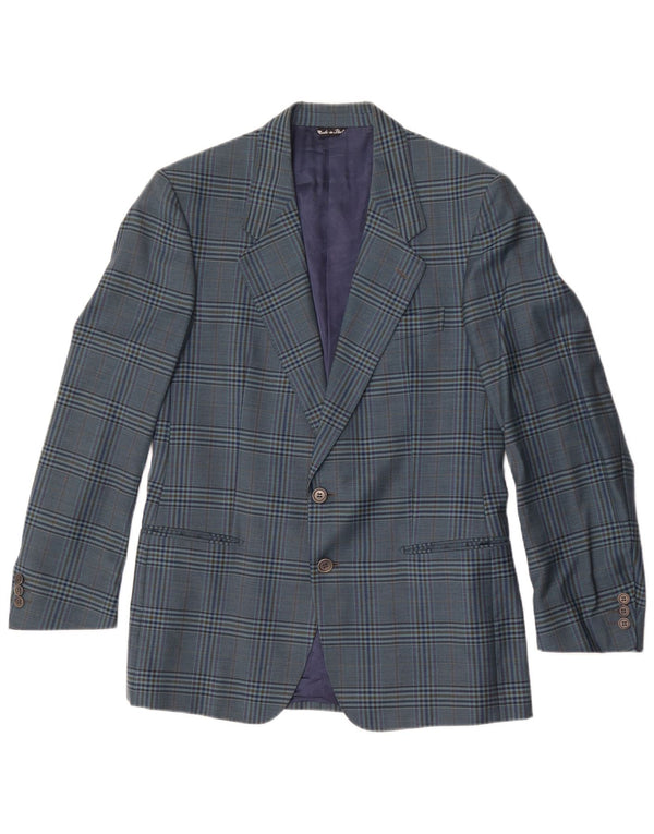 Vintage Ανδρικό σακάκι 2 κουμπιών σακάκι IT 50 Large Blue Check Wool