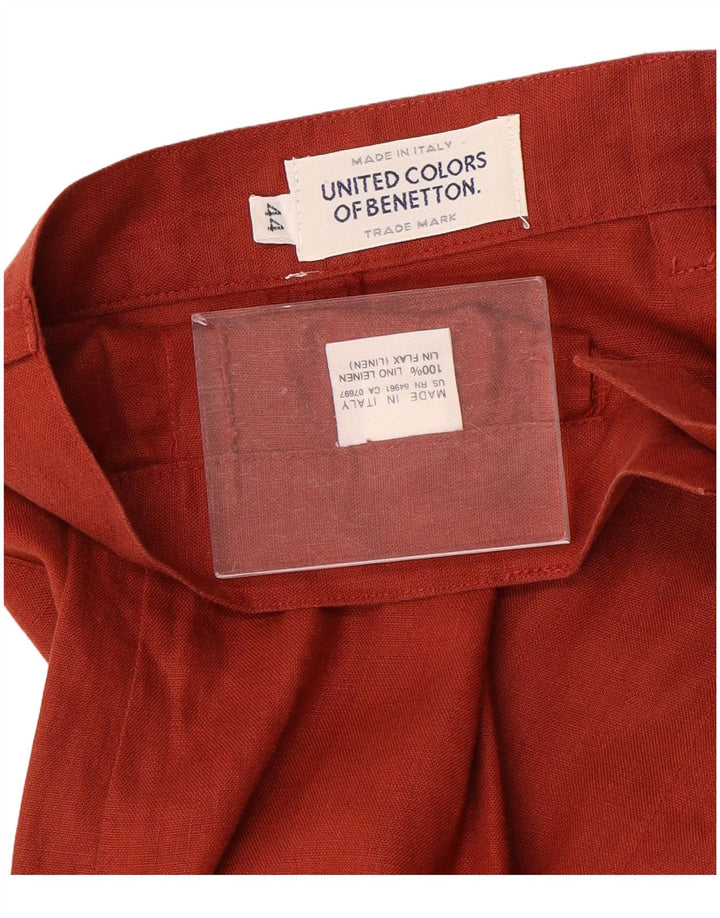 BENETTON Γυναικεία Midrise Midi Φούστα IT 44 Medium W26 Red Len