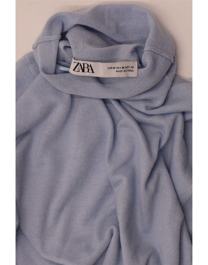 Zara Γυναικείο πουλόβερ με ρολό λαιμόκοψη UK 12 Medium Blue