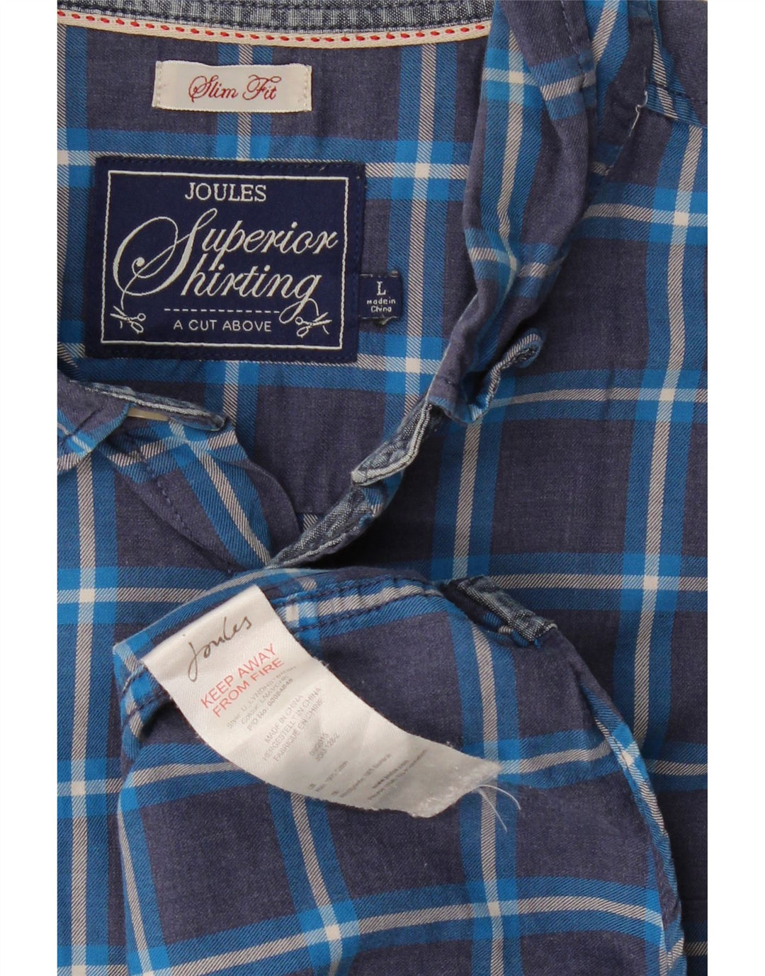 Ανδρικό πουκάμισο JOULES Slim Fit Large Navy Blue Check Cotton