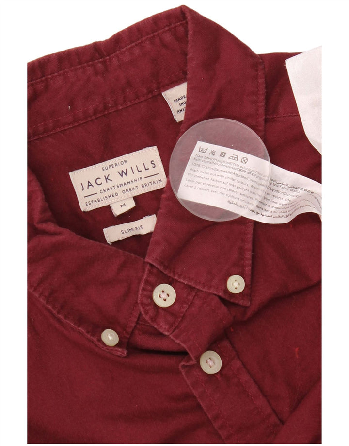 Ανδρικό πουκάμισο Jack Wills Slim Fit, μεσαίο βαμβακερό μπορντό