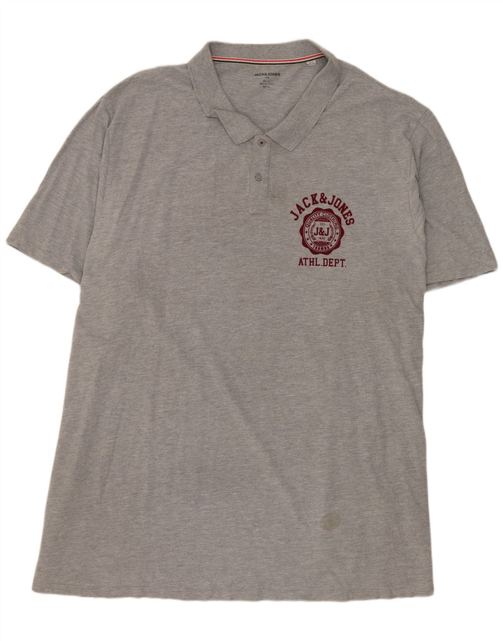 Ανδρικό μπλουζάκι πόλο Jack & Jones 6XL γκρι βαμβακερό