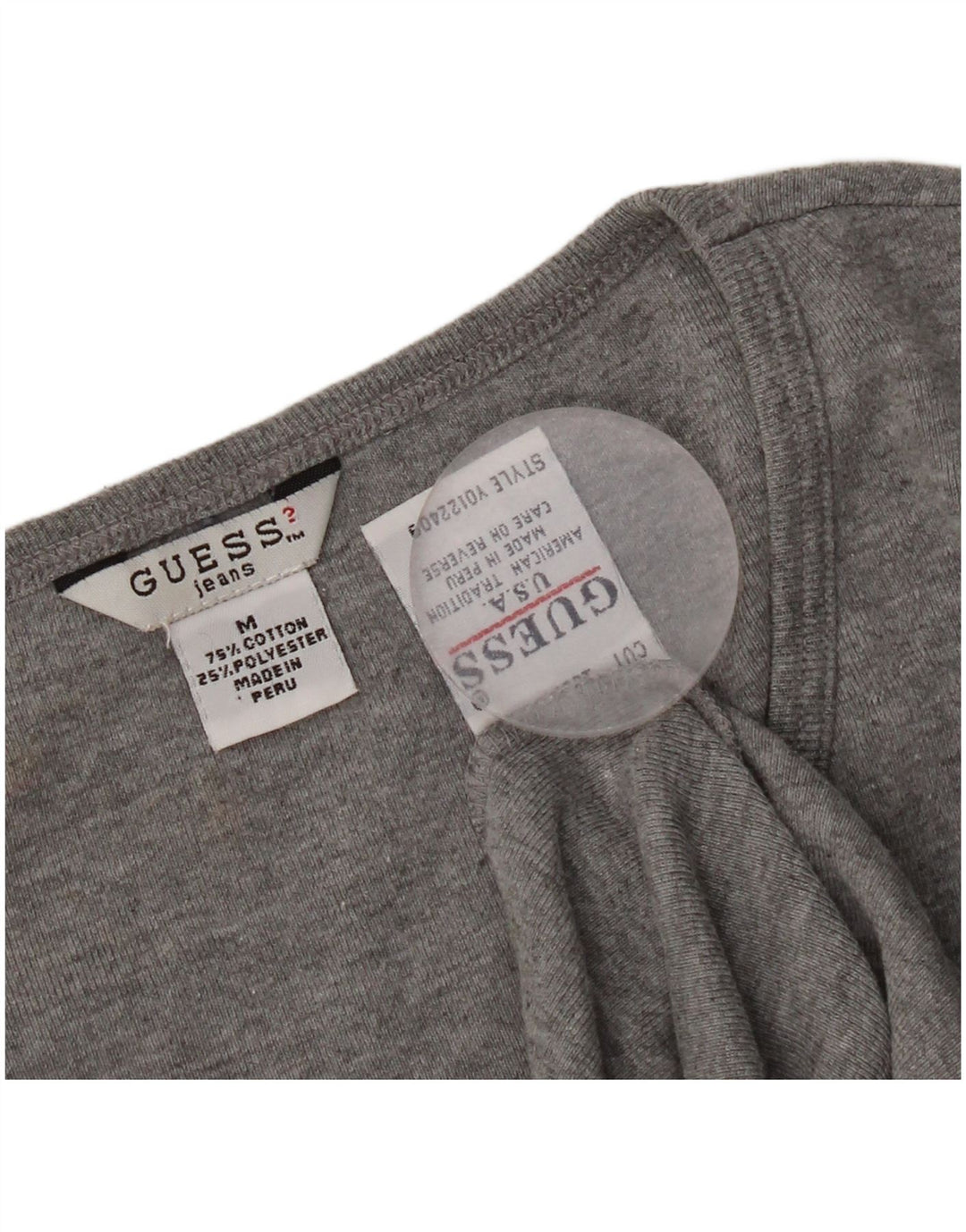 Guess Γυναικείο Crop Μακρυμάνικο UK 12 Βαμβακερό μεσαίο γκρι