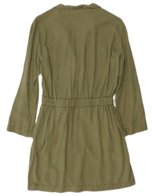 Zara Γυναικείο μακρυμάνικο φόρεμα A-Line UK 6 XS Khaki Lyocell