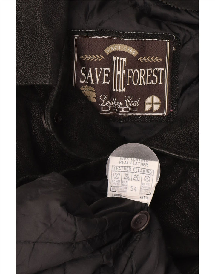 SAVE THE FOREST Ανδρικό Δερμάτινο Μπουφάν IT 54 2XL Μαύρο Δερμάτινο