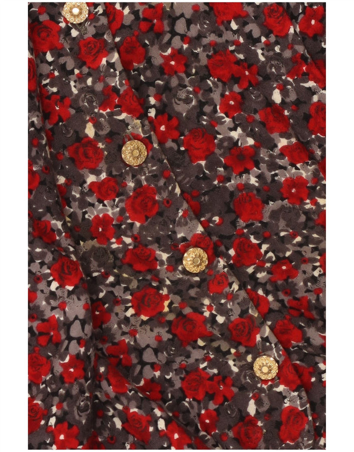 Premode Γυναικείο πουκάμισο με γραβάτα μπλούζα UK 18 XL Red Floral