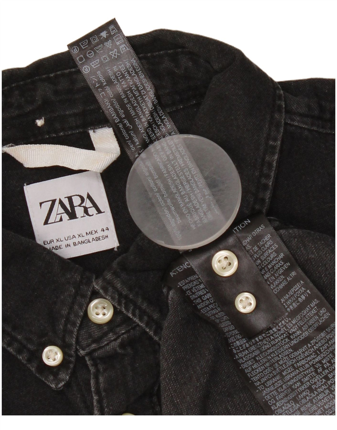 Ανδρικό τζιν πουκάμισο Zara XL μαύρο βαμβακερό