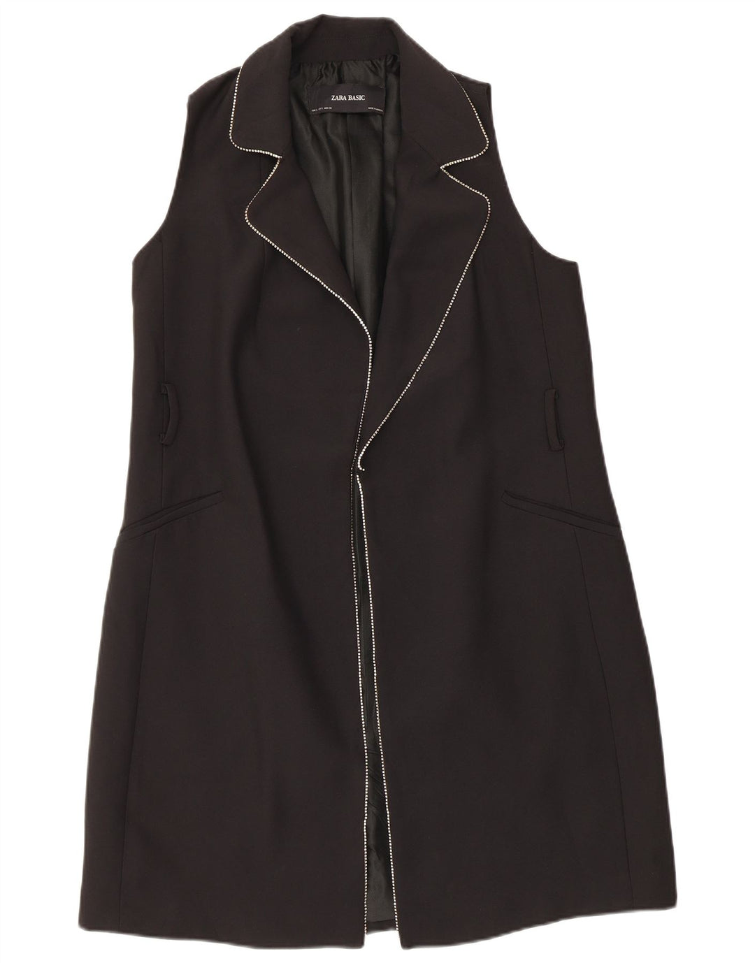 Zara Γυναικείο Αμάνικο Πανωφόρι UK 10 Small Black Polyester