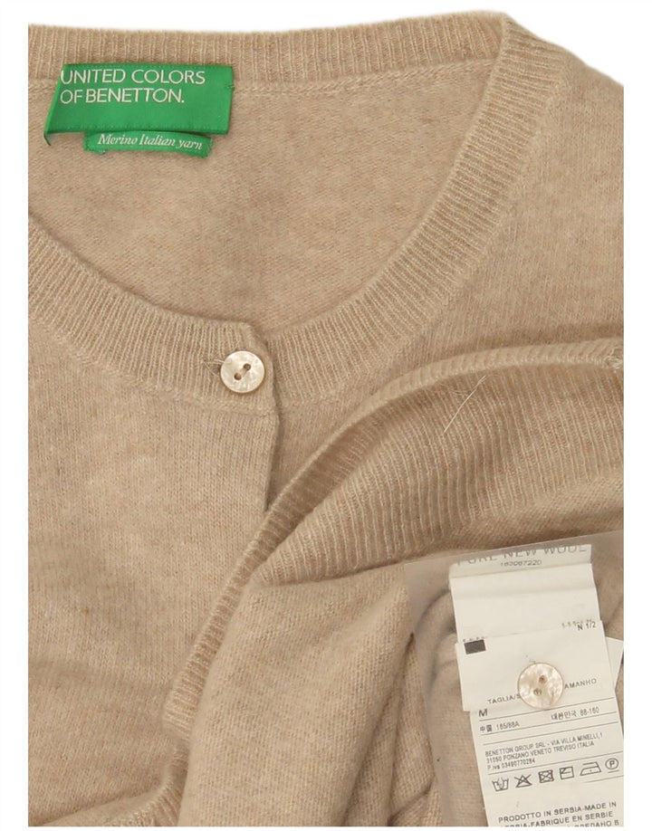 Γυναικείο πουλόβερ Benetton Cardigan UK 12 Medium Beige New Wool
