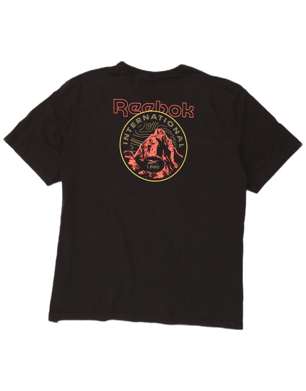 Ανδρικό γραφικό T-Shirt Reebok Top 2XL Μαύρο βαμβακερό