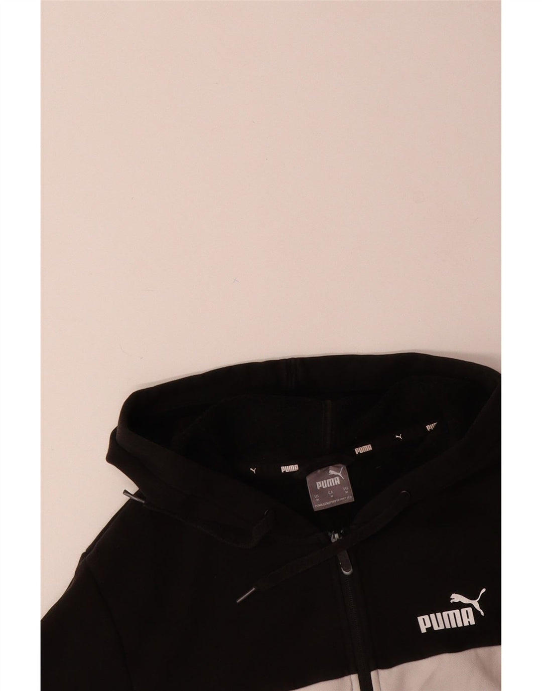 PUMA Mens Zip Hoodie Sweater Medium Black Colourblock Cotton