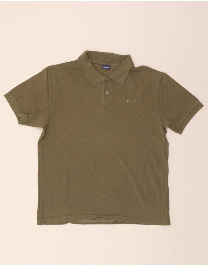ASICS Mens Polo Shirt Large Khaki Cotton Vintage Asics and Second-Hand Asics from Messina Hembry 