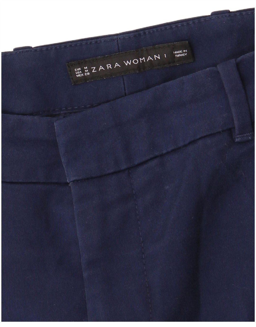 Zara Γυναικείο Slim Chino Παντελόνι Medium W28 L28 Navy Blue