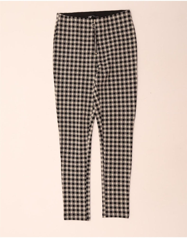 Zara Γυναικείο Skinny Casual Παντελόνι Medium W28 L29 Μαύρο Gingham Polyester