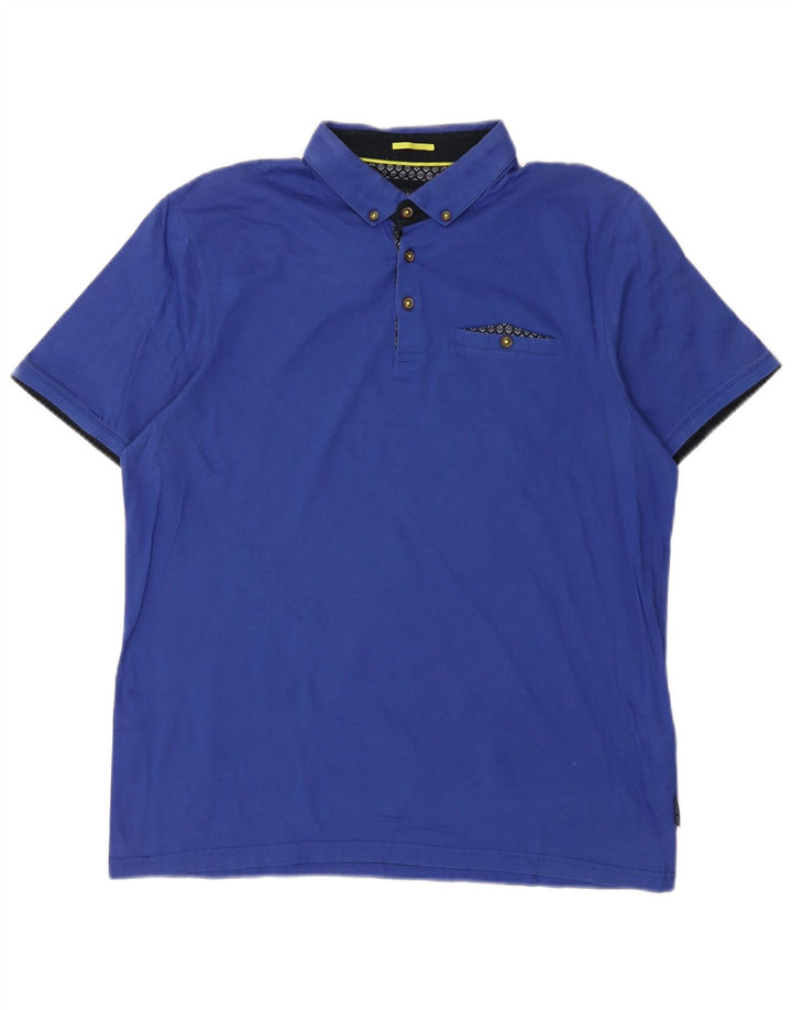 TED BAKER Ανδρικό μπλουζάκι πόλο μεγέθους 5 XL Μπλε βαμβακερό