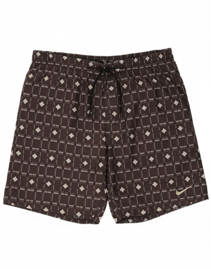 Ανδρικό σορτς κολύμβησης Nike μεγάλο καφέ γεωμετρικό πολυεστέρα