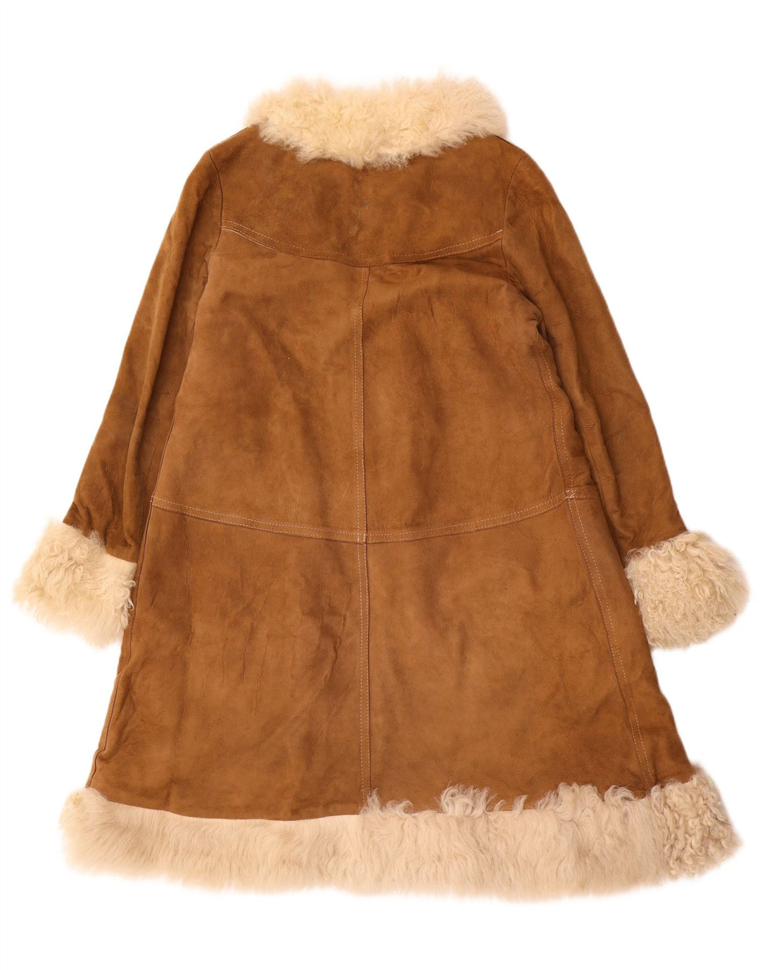 Γυναικείο Shearling Παλτό VINTAGE EU 42 Μεγάλο Καφέ