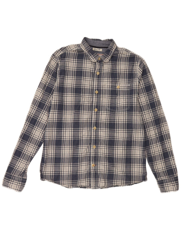 Fat Face Ανδρικό πουκάμισο Classic Fit Medium Navy Blue Check Cotton