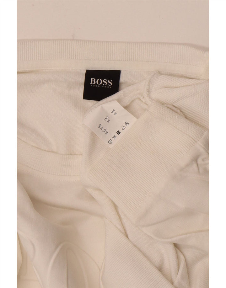 Ανδρικό γραφικό φούτερ Hugo Boss, μεσαίο λευκό βαμβακερό
