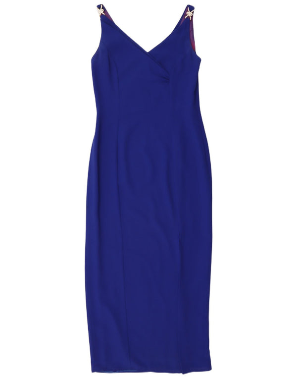 Frank Usher Γυναικείο Αμάνικο Bodycon Φόρεμα UK 10 Small Blue Polyester
