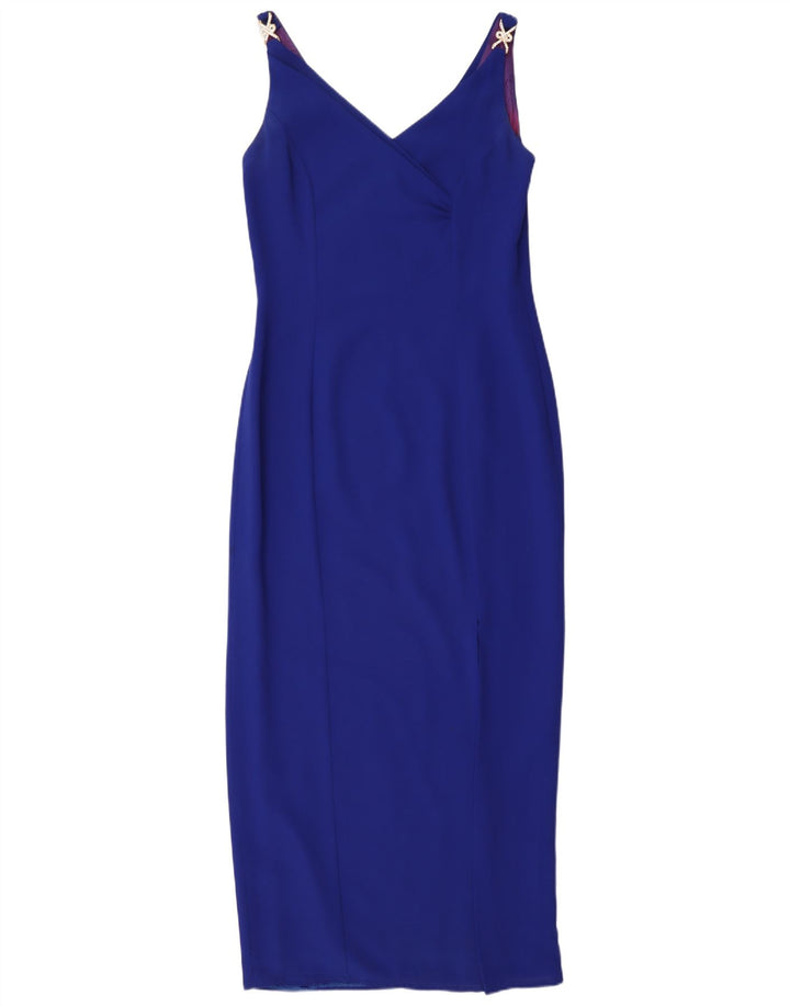 Frank Usher Γυναικείο Αμάνικο Bodycon Φόρεμα UK 10 Small Blue Polyester
