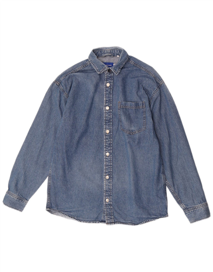 Jack & Jones Ανδρικό τζιν πουκάμισο μεγάλο μπλε βαμβακερό
