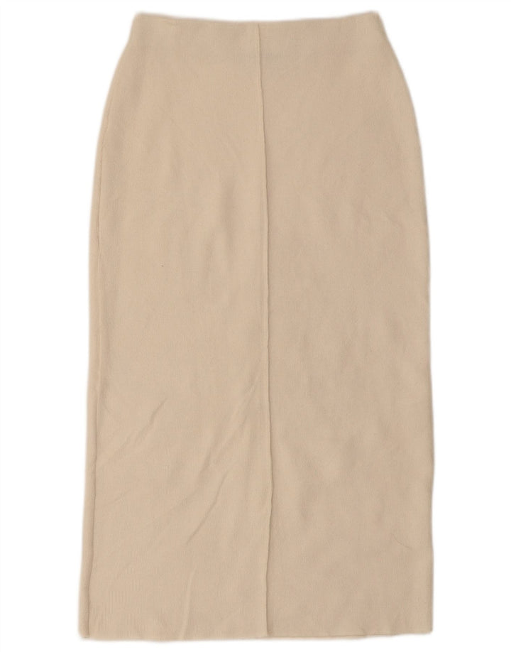 Zara Γυναικεία Πλεκτή Μίντι Φούστα Small W26 Off White
