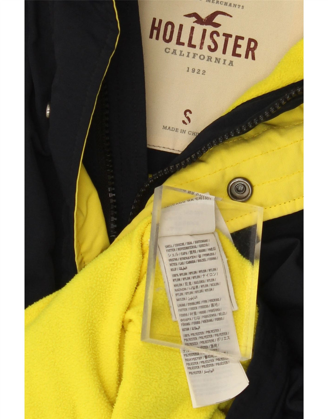 HOLLISTER Γυναικείο τζάκετ αντιανεμικό μεγάλου μεγέθους UK 10 Small Navy Blue Nylon