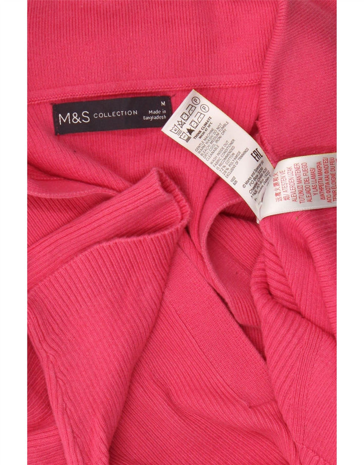 Marks & Spencer Γυναικείο πουλόβερ με λαιμό polo UK 12 Medium Pink