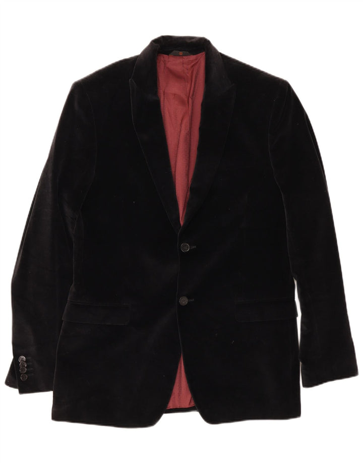 Conbipel Ανδρικό Στούντιο Στούντιο με 2 Κουμπιά Velvet Blazer Jacket IT 52 μεγάλο μαύρο βαμβακερό