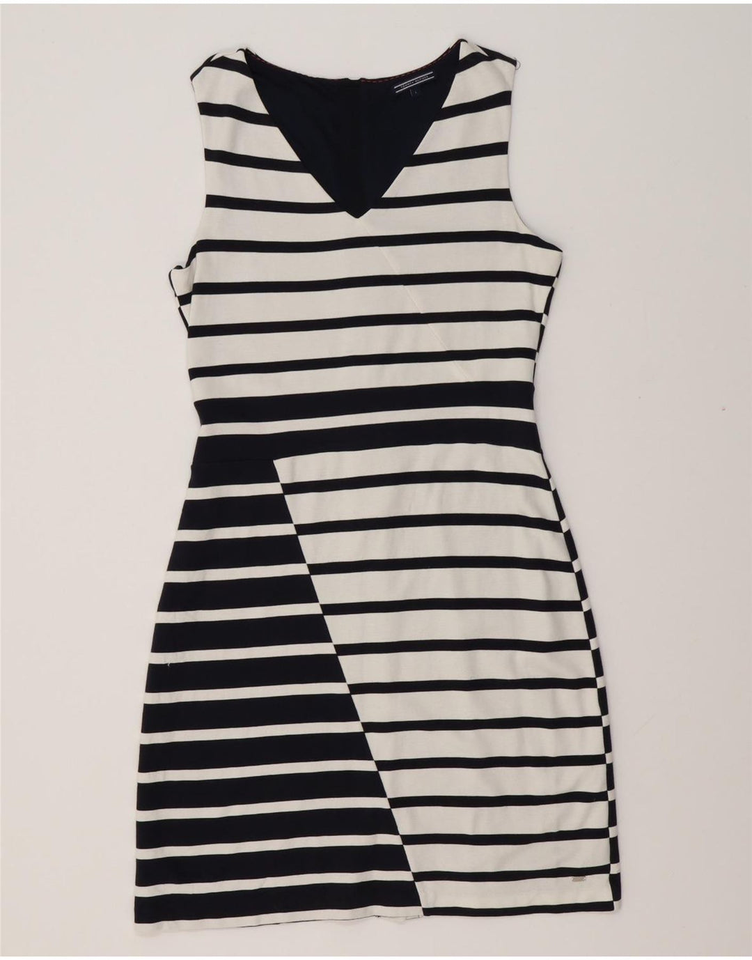 TOMMY HILFIGER Γυναικείο αμάνικο φόρεμα UK 14 μεγάλο λευκό ριγέ