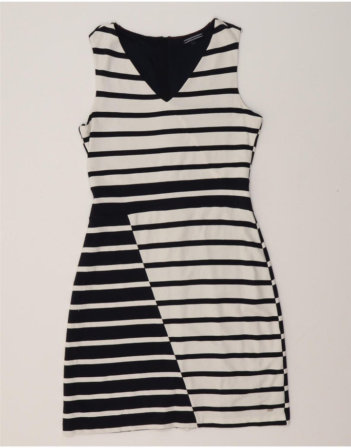 TOMMY HILFIGER Γυναικείο αμάνικο φόρεμα UK 14 μεγάλο λευκό ριγέ