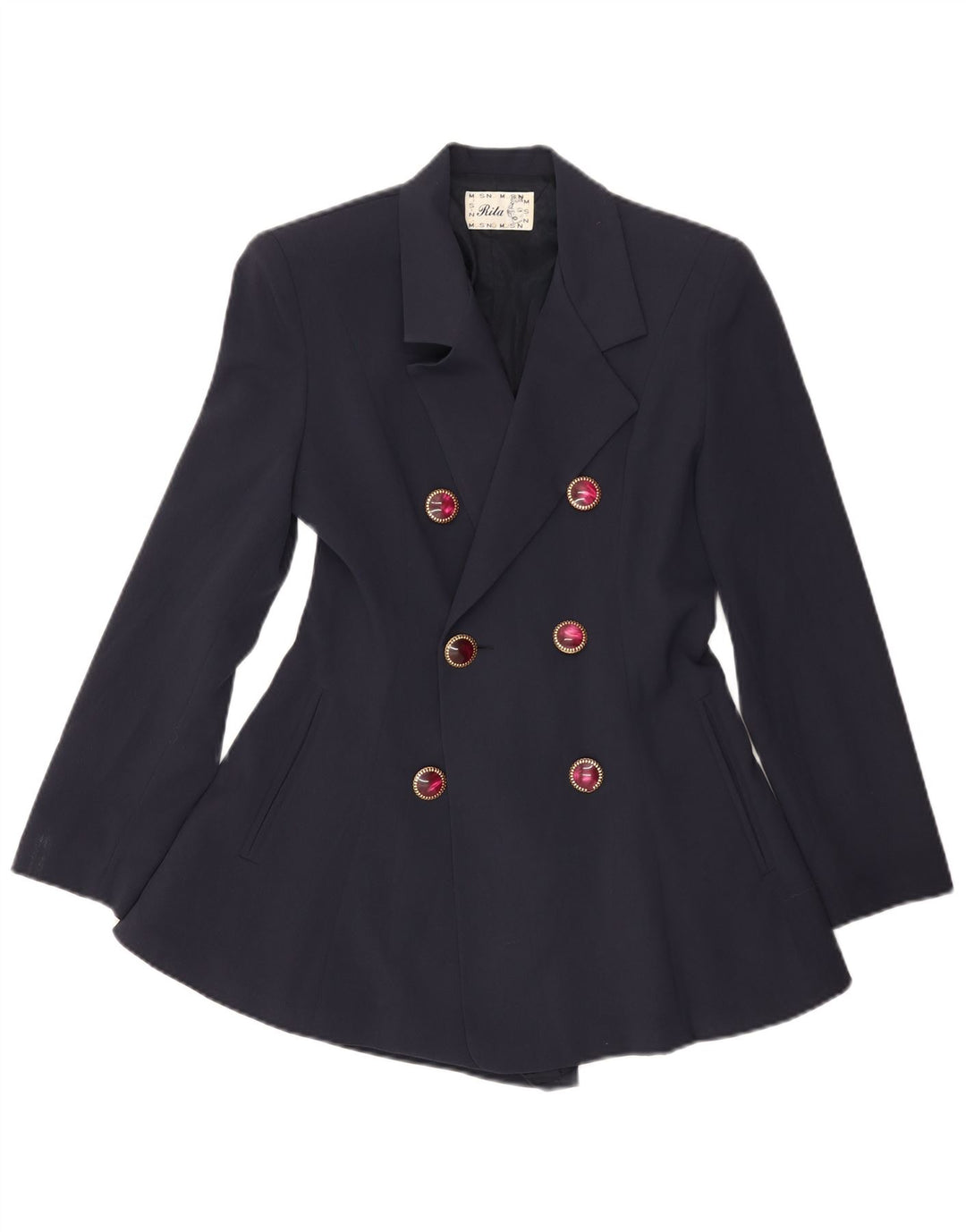 VINTAGE Γυναικείο Longline Blazer Jacket UK 10 Small Navy Blue