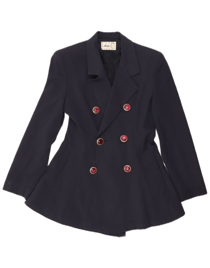 VINTAGE Γυναικείο Longline Blazer Jacket UK 10 Small Navy Blue