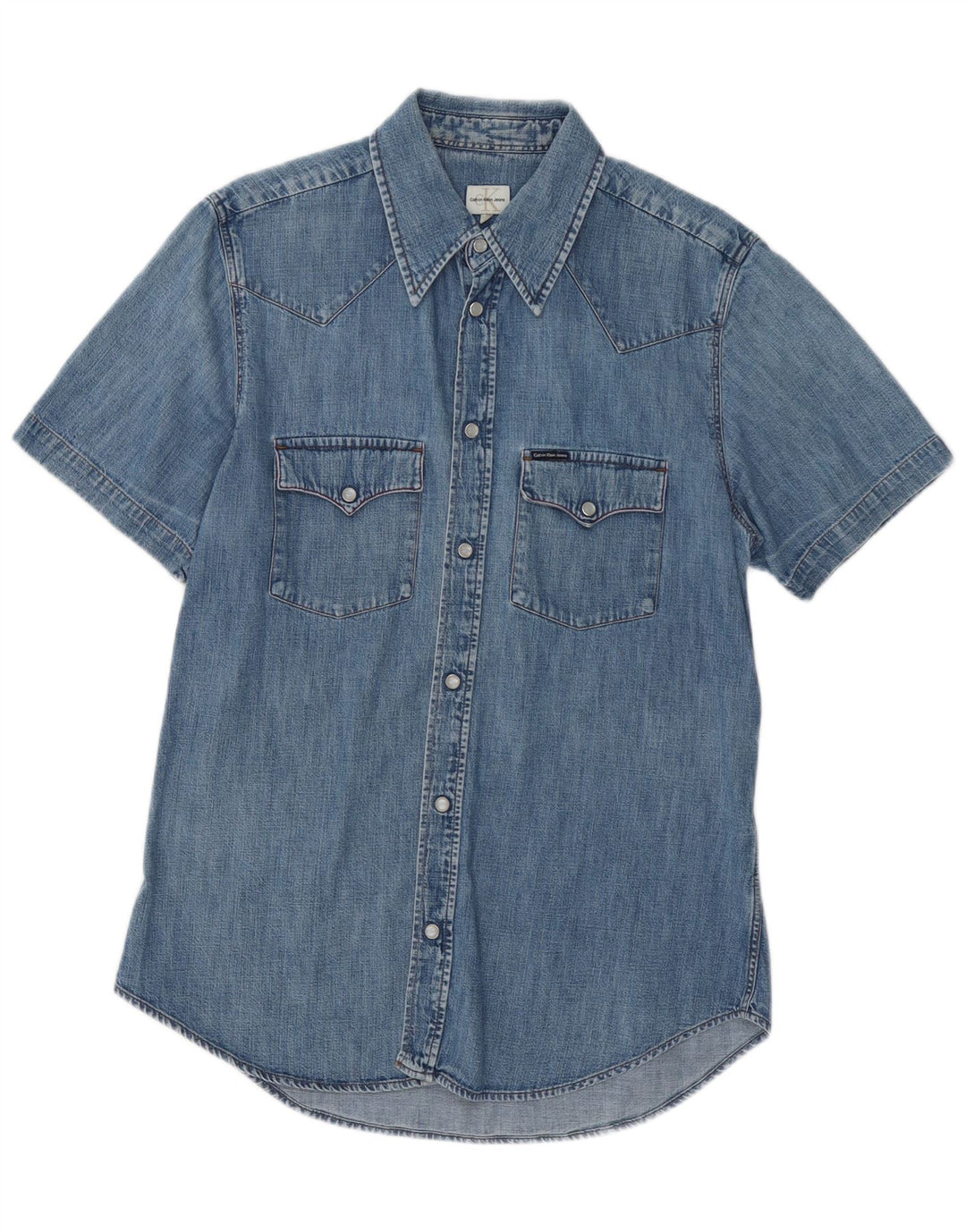 Calvin Klein Jeans Γυναικείο κοντομάνικο τζιν πουκάμισο UK 18 XL μπλε βαμβακερό