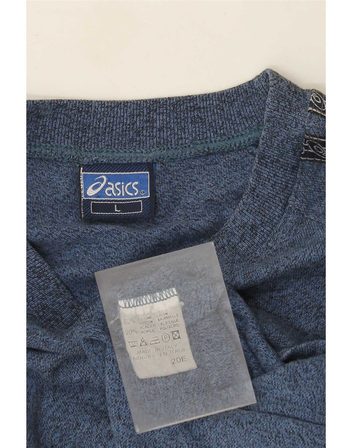 Ανδρικό γραφικό μπλουζάκι Asics Top μεγάλο μπλε χρώματος βαμβακερό