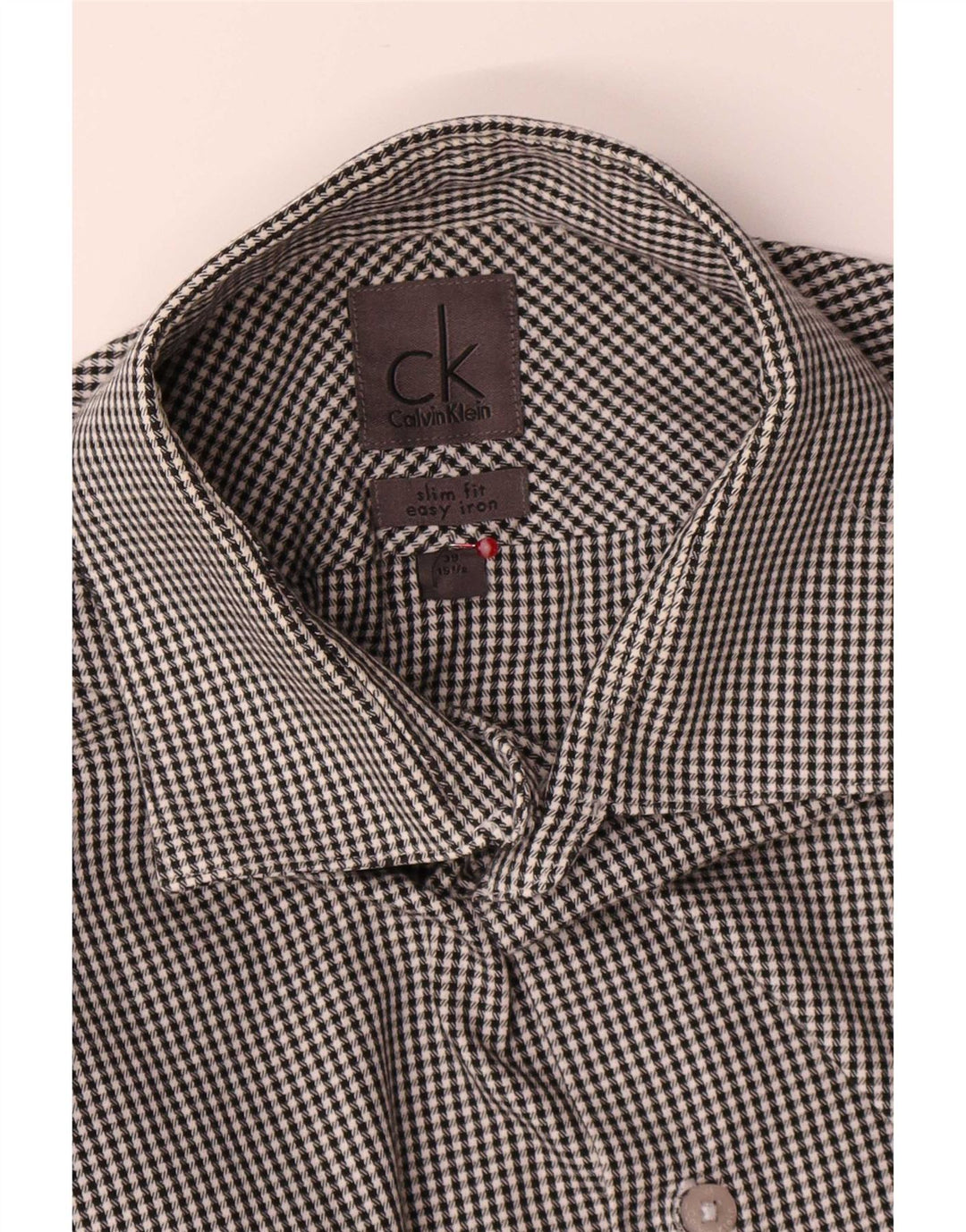 Ανδρικό πουκάμισο Calvin Klein Slim Fit Size 39 15 1/2 Medium Grey Houndstooth
