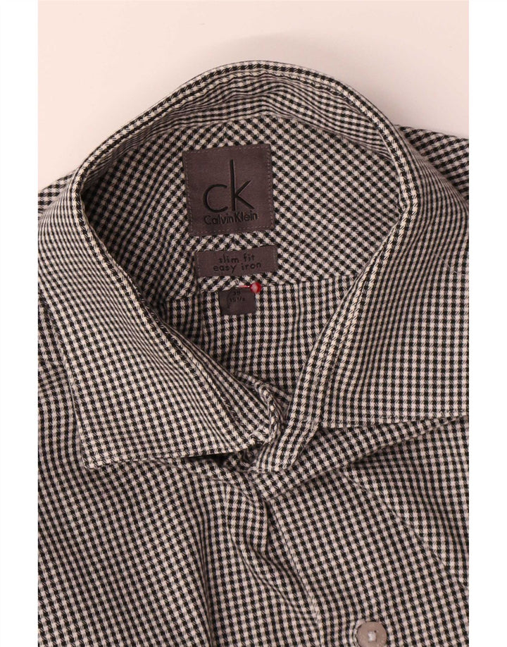 Ανδρικό πουκάμισο Calvin Klein Slim Fit Size 39 15 1/2 Medium Grey Houndstooth